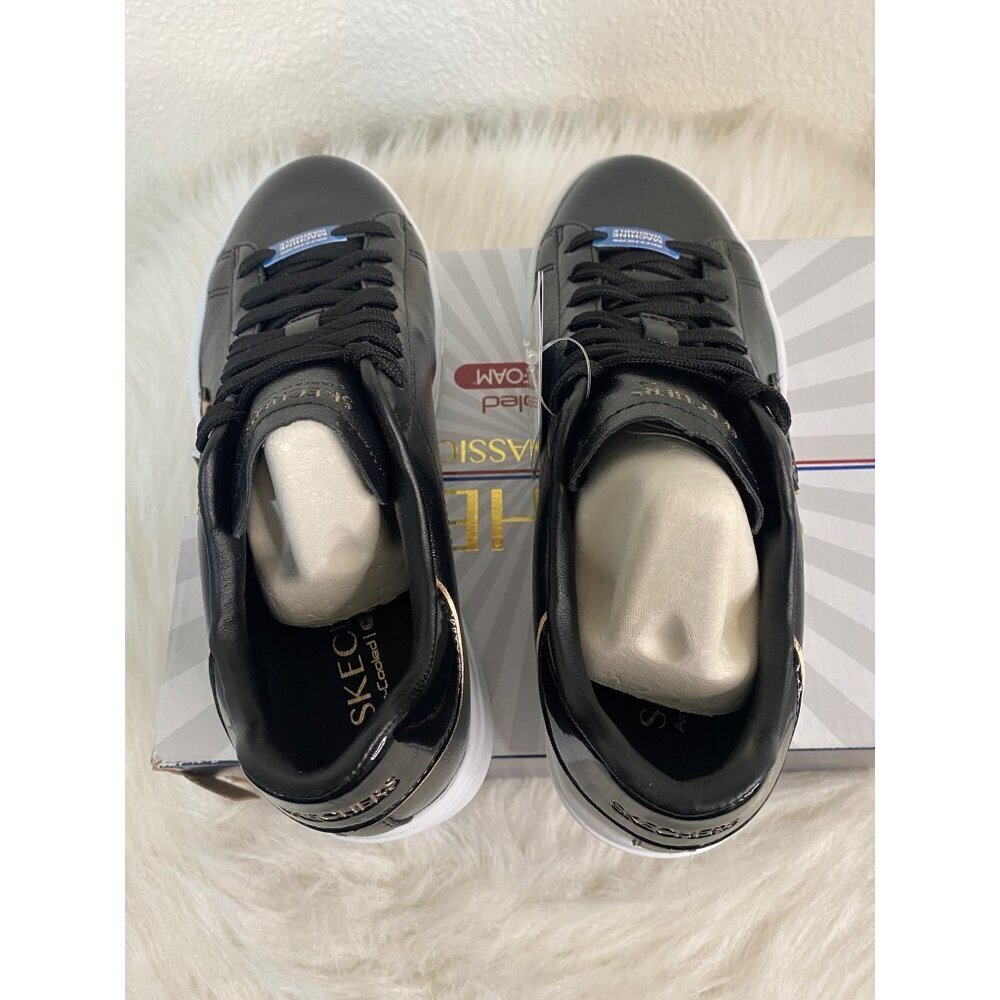Skechers Classic Court Black Gold Duraleather Sneakers Machine Washable 7.5 - Picture 7 of 9
